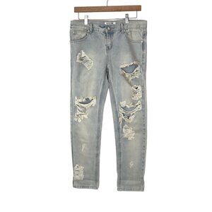 One X One Teaspoon Distressed Denim 5 Pocket Zip up Jeans Size 26